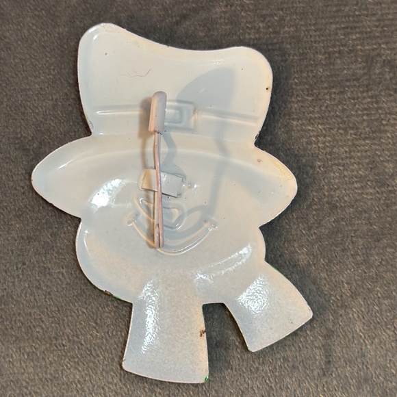 Christmas Snowman Pin Brooch Metal Green Scarf Top Hat Holiday - Picture 3 of 5